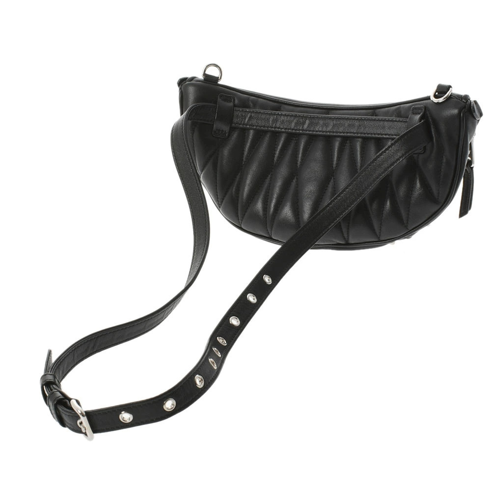 Miu Miu Black Bag Studded Lambskin Bum Body Belt Crossbody
